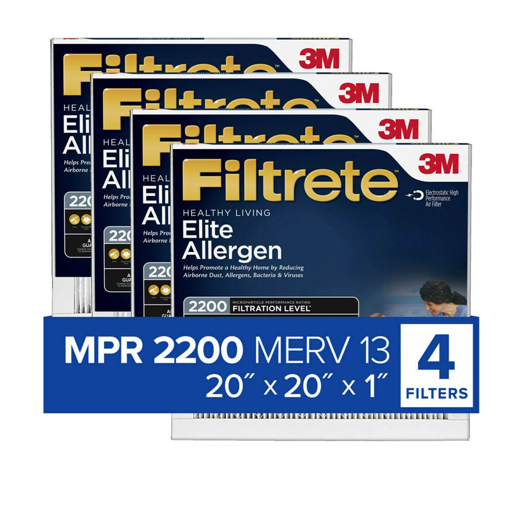 20x20x1 Air Filter MERV 13, 4 Filters S55404