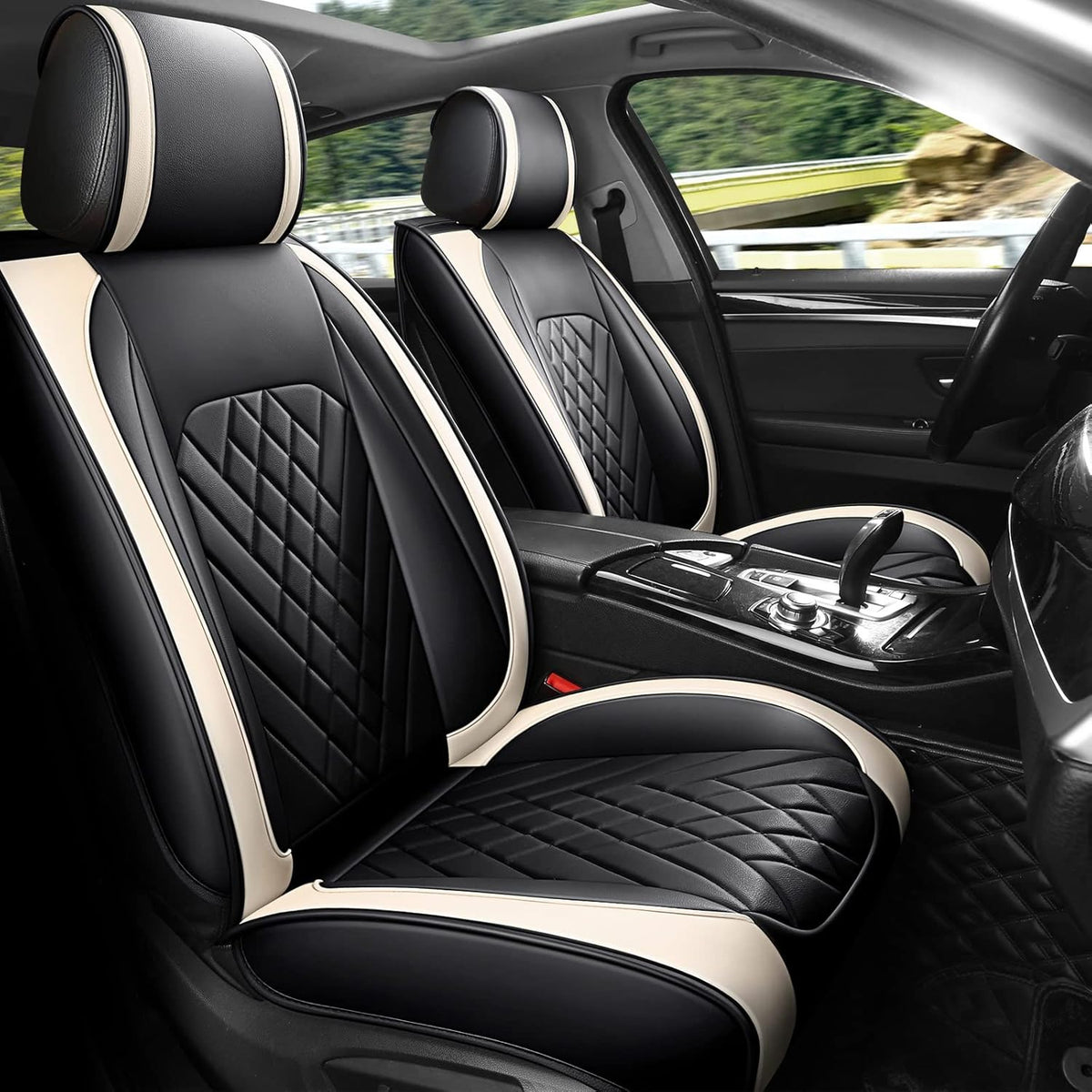 Grey Leather Car Seat Cover 2 Pcs Y780190