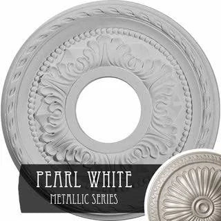 12 1/8x22OD x 3 1/2x22ID x 1x22P Hand-Painted Pearl White Ceiling Medallion K775756
