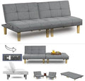 Comfy Convertible 2 Seater Futon Sofa Couch with USB Port Armless Adjustable Backrest D902