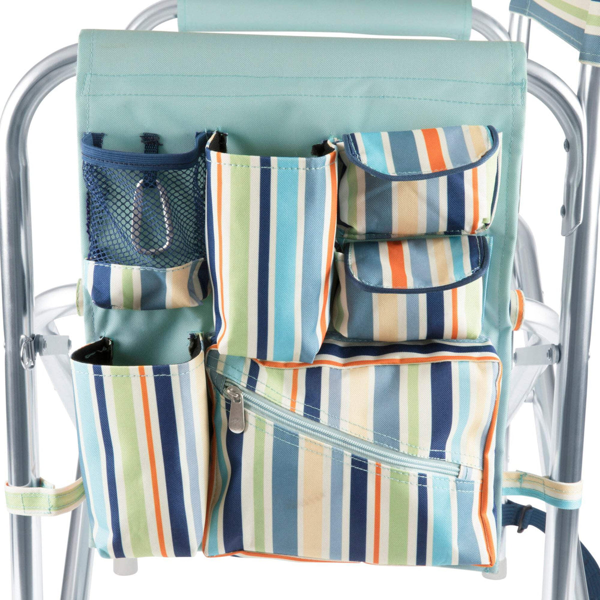 Sky Blue Sports Chair with Multi Stripe Pattern N847