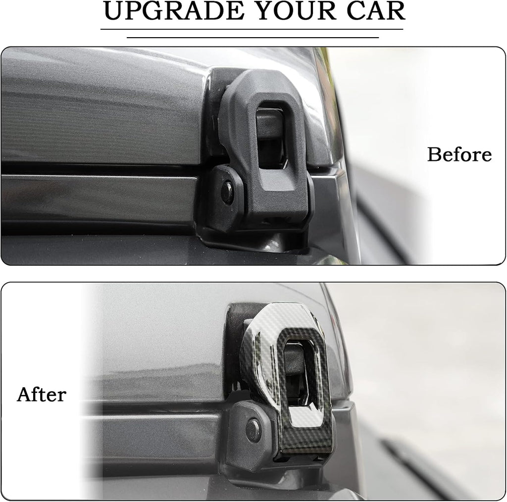 Carbon Fiber Hood Latch Cover Accessories for Jeep Wrangler JL Gladiator JT 2018-2021 (2 PCS) L1511