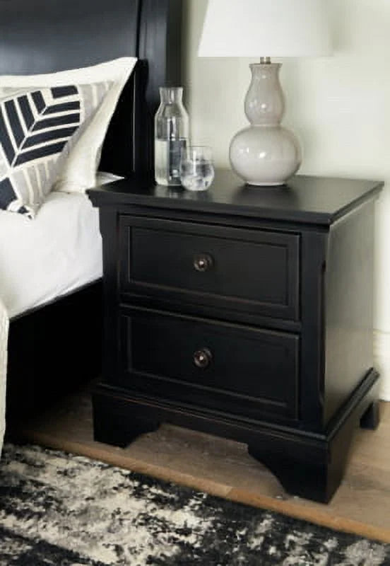 Black 2 Drawer Nightstand P410395