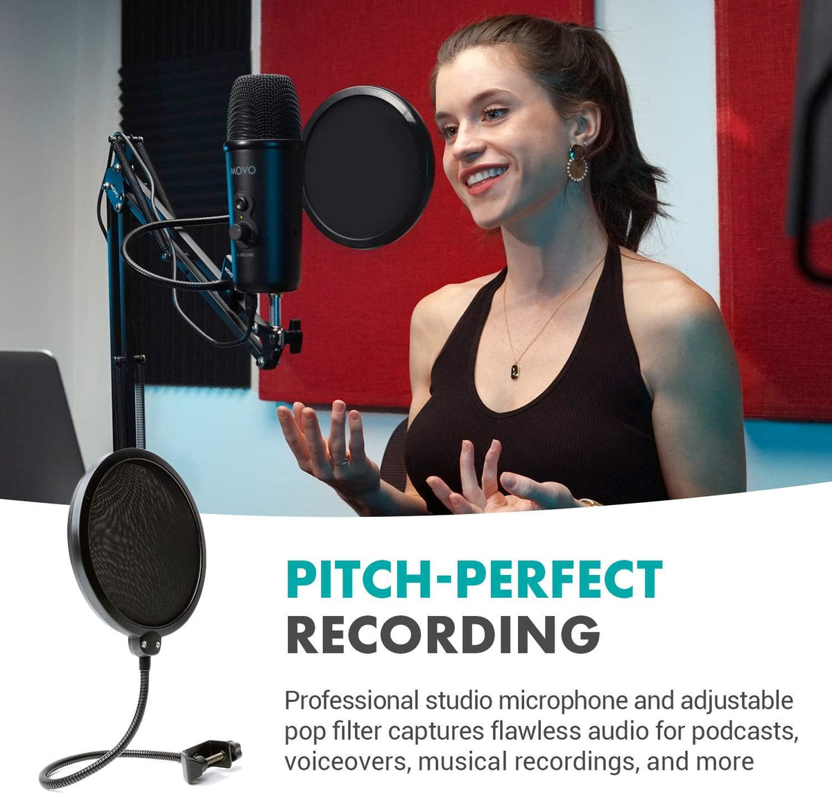 Desktop USB Microphone with Pop-Filter, 4 Pickup Patterns I981