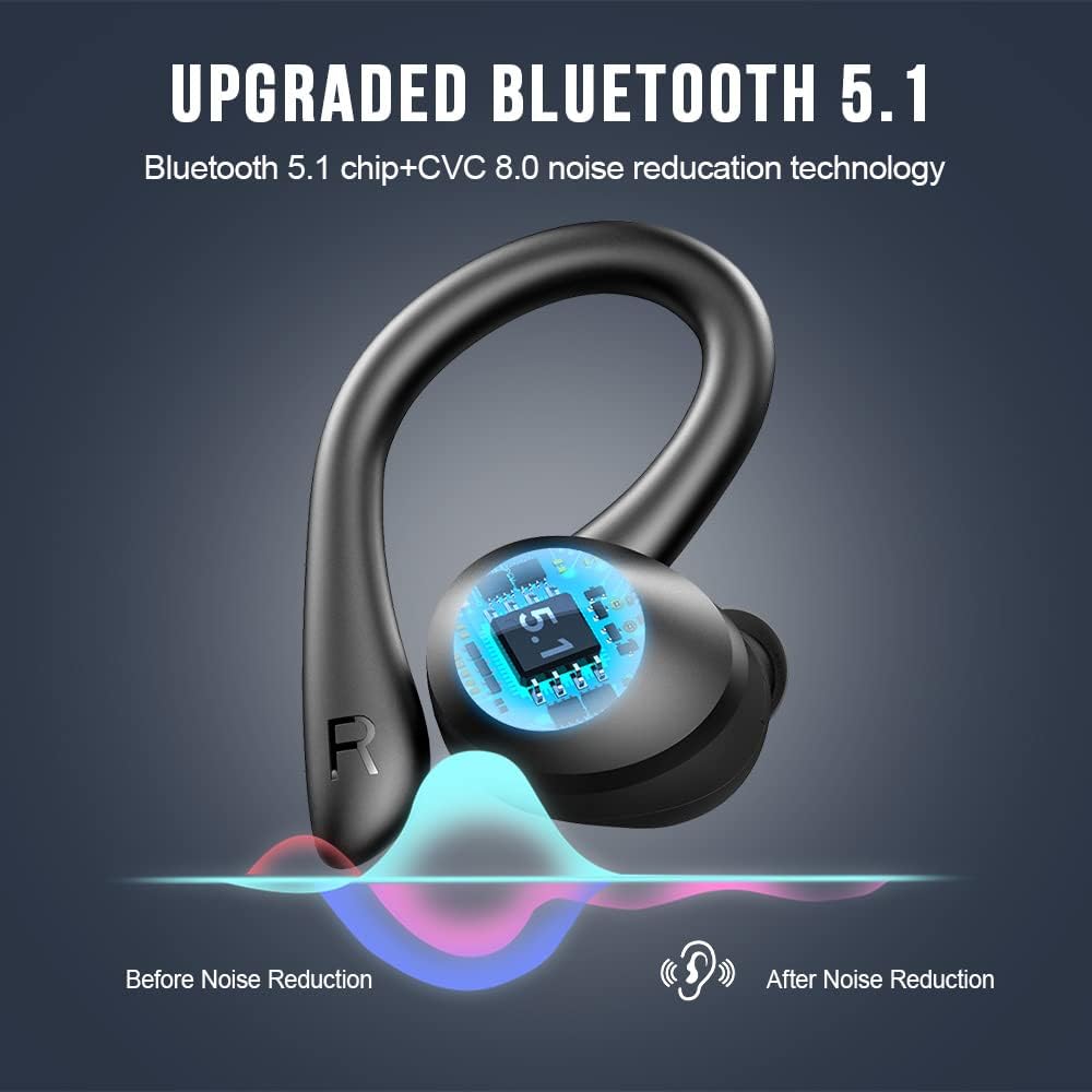 Wireless Bluetooth 5.1 Sport Earbuds with Earhooks, IP7 Waterproof, Pack of 2 V378