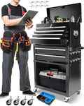 Heavy-Duty 7-Drawer Rolling Steel Tool Chest with Lock, Black W46343