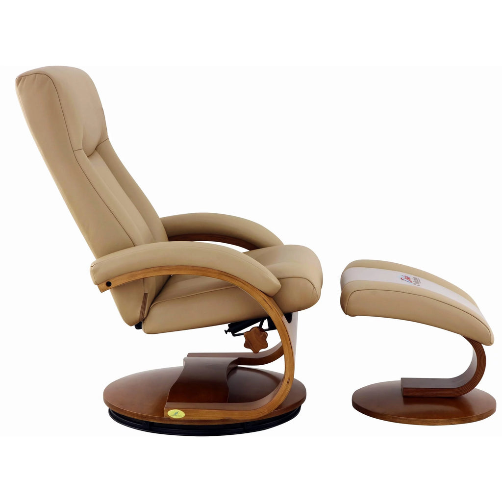 Black Top Grain Leather Recliner and Ottoman A8945