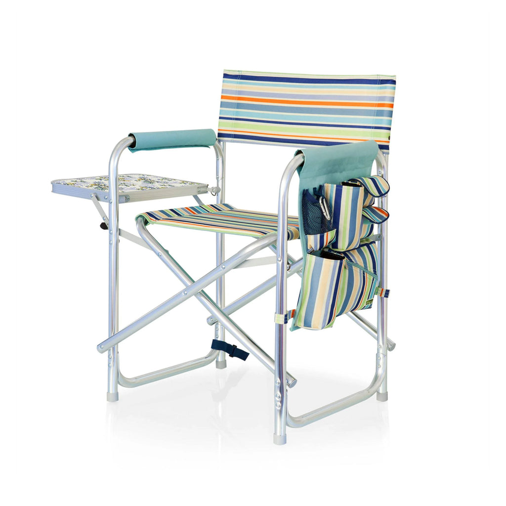 Sky Blue Sports Chair with Multi Stripe Pattern N847