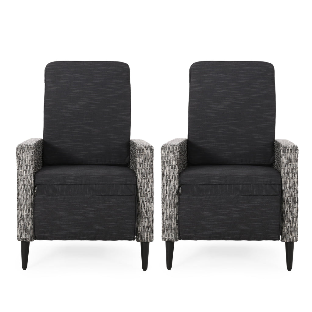 Set of 2 Wicker Outdoor Recliner with Cushion T3327