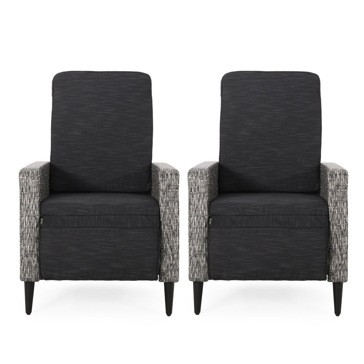 Set of 2 Wicker Outdoor Recliner with Cushion T3327