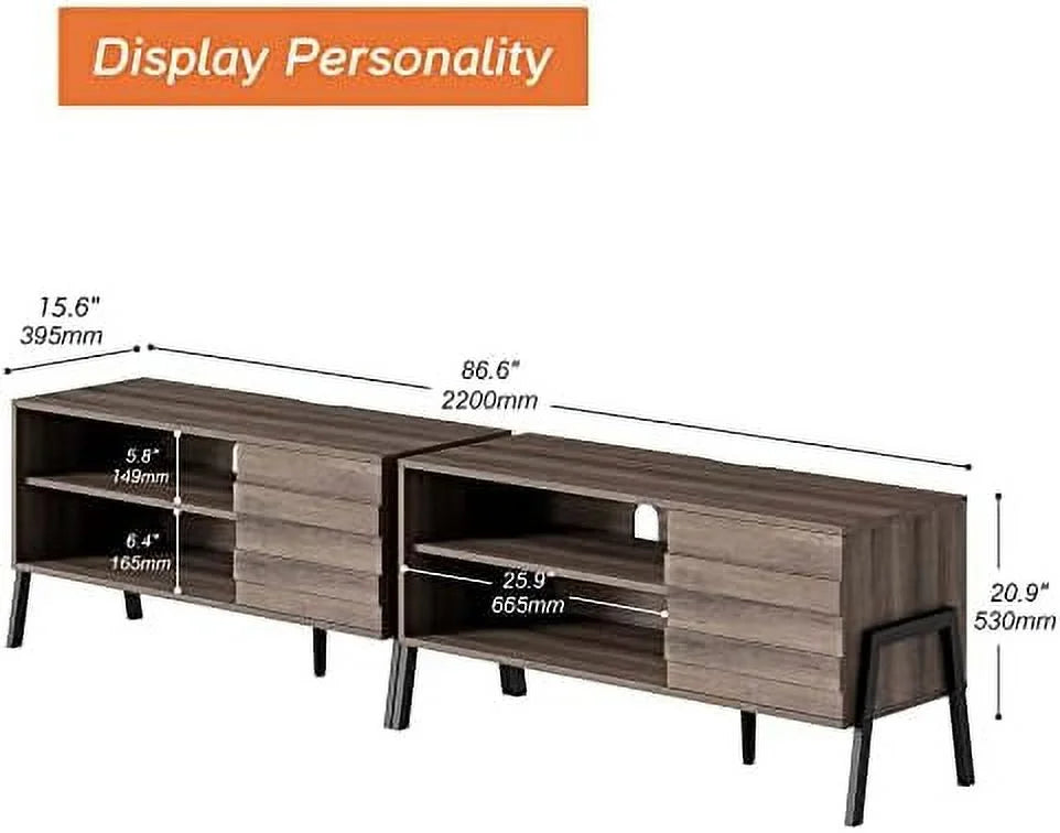 Mid-Century Modern Wood TV Stand up to 85 Inch X527456