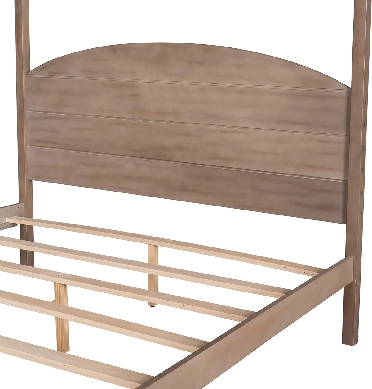 Brown Wash Queen Size 4-Post Canopy Bed Frame B6640