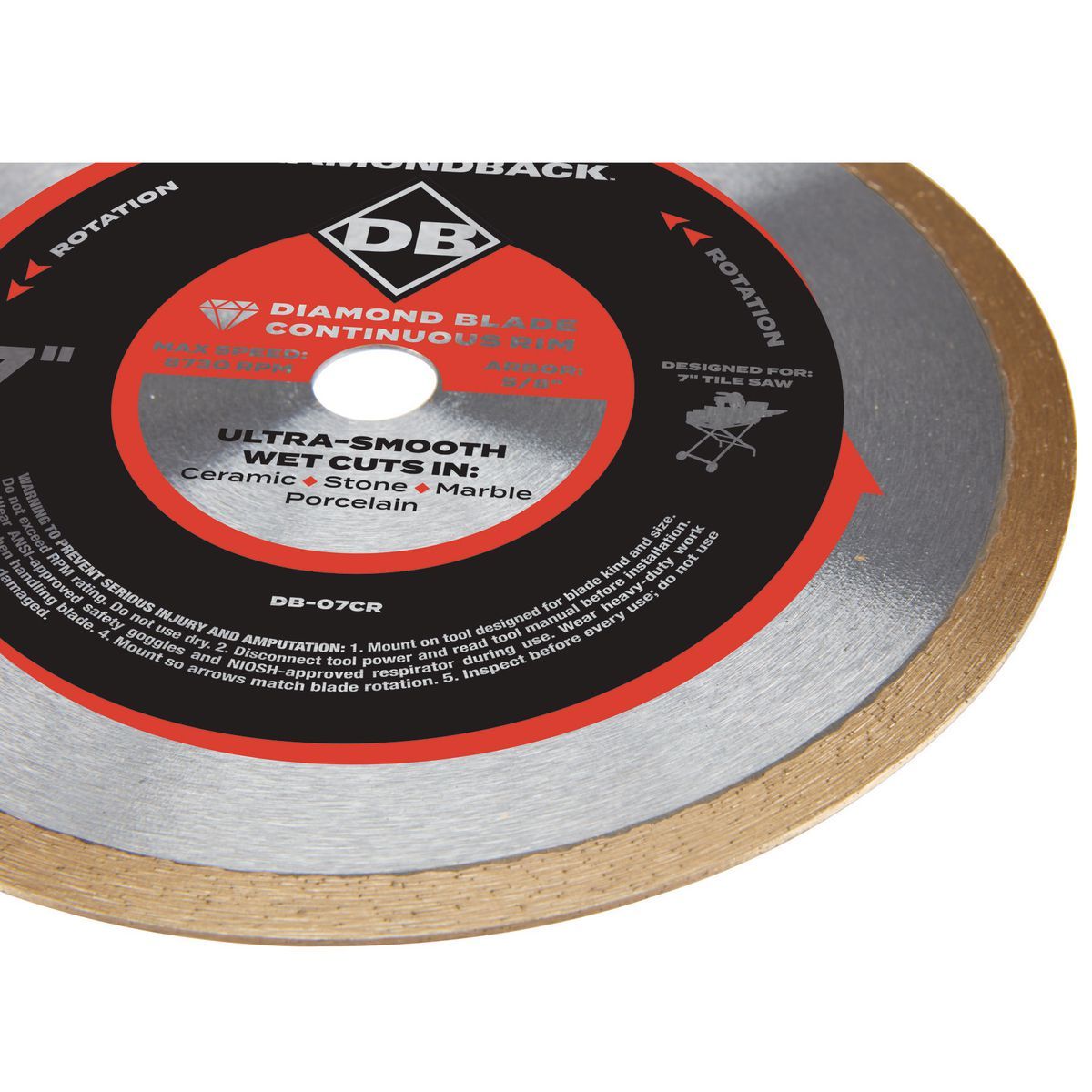 7 in. Continuous Rim Wet or Dry Cut Diamond Blade O220779