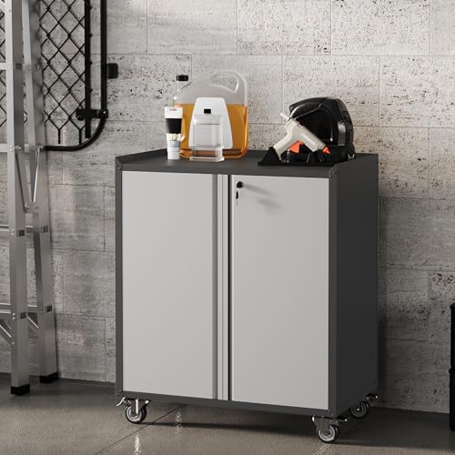 Locking Metal Cabinet with Door, Rolling Storage Cabinet with Shelves K113867