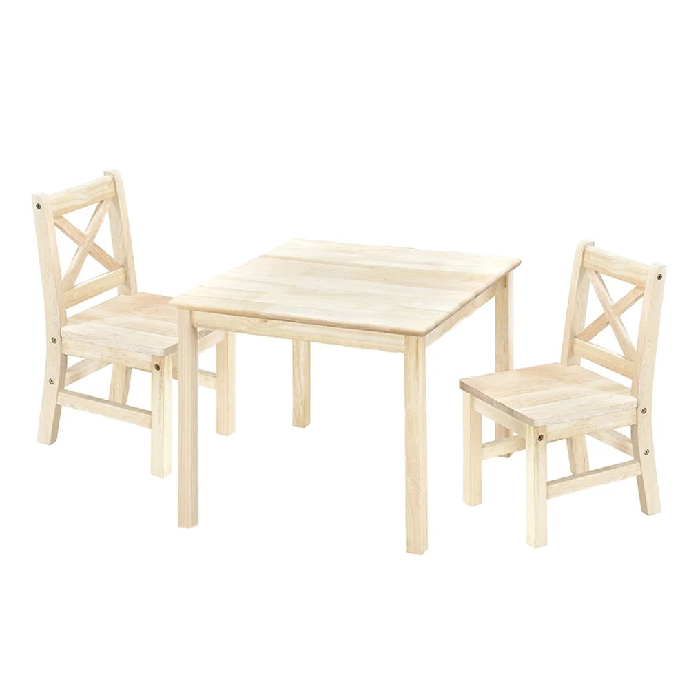 Solid Hard Wood Kids Table and Chair Set, 3 Pieces H651515