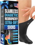 Diabetic Socks Ankle Size 9-12,10-13,13-15 4 Pairs Black O72198