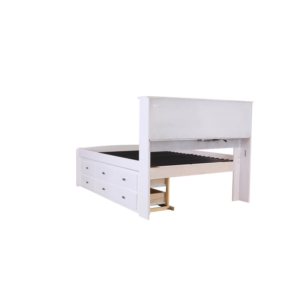 Solid Pine Bookcase Bed in Casual White C966