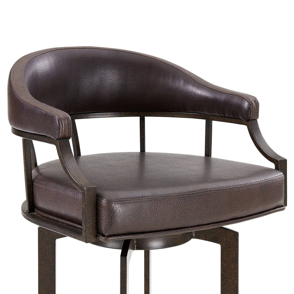 Auburn Bay and Brown Faux Leather Swivel Bar Stool U2323