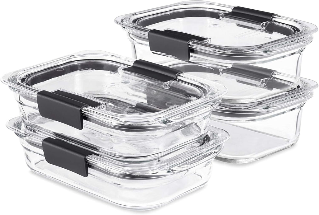 8-Piece Glass Food Storage Containers with Lids, Clear/Grey D528829