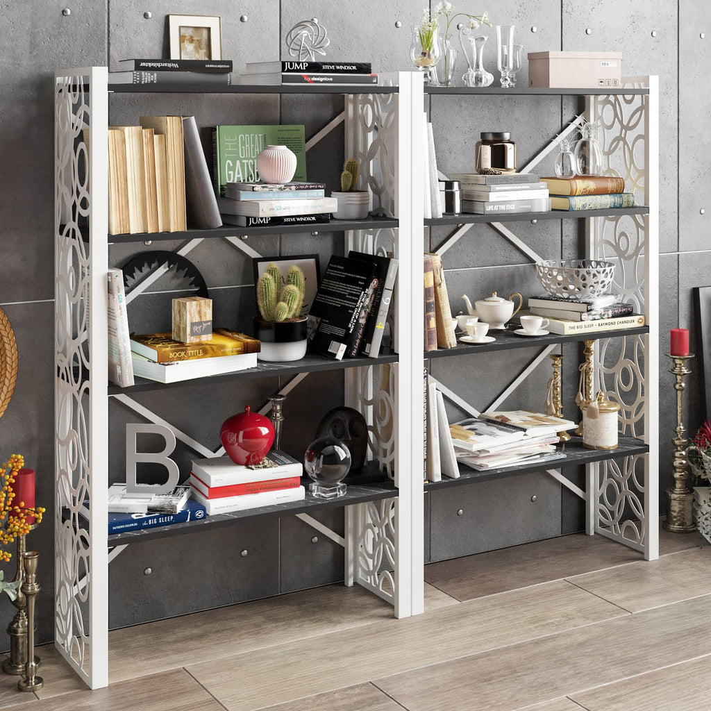 White Metal Wood Bookcase R3051