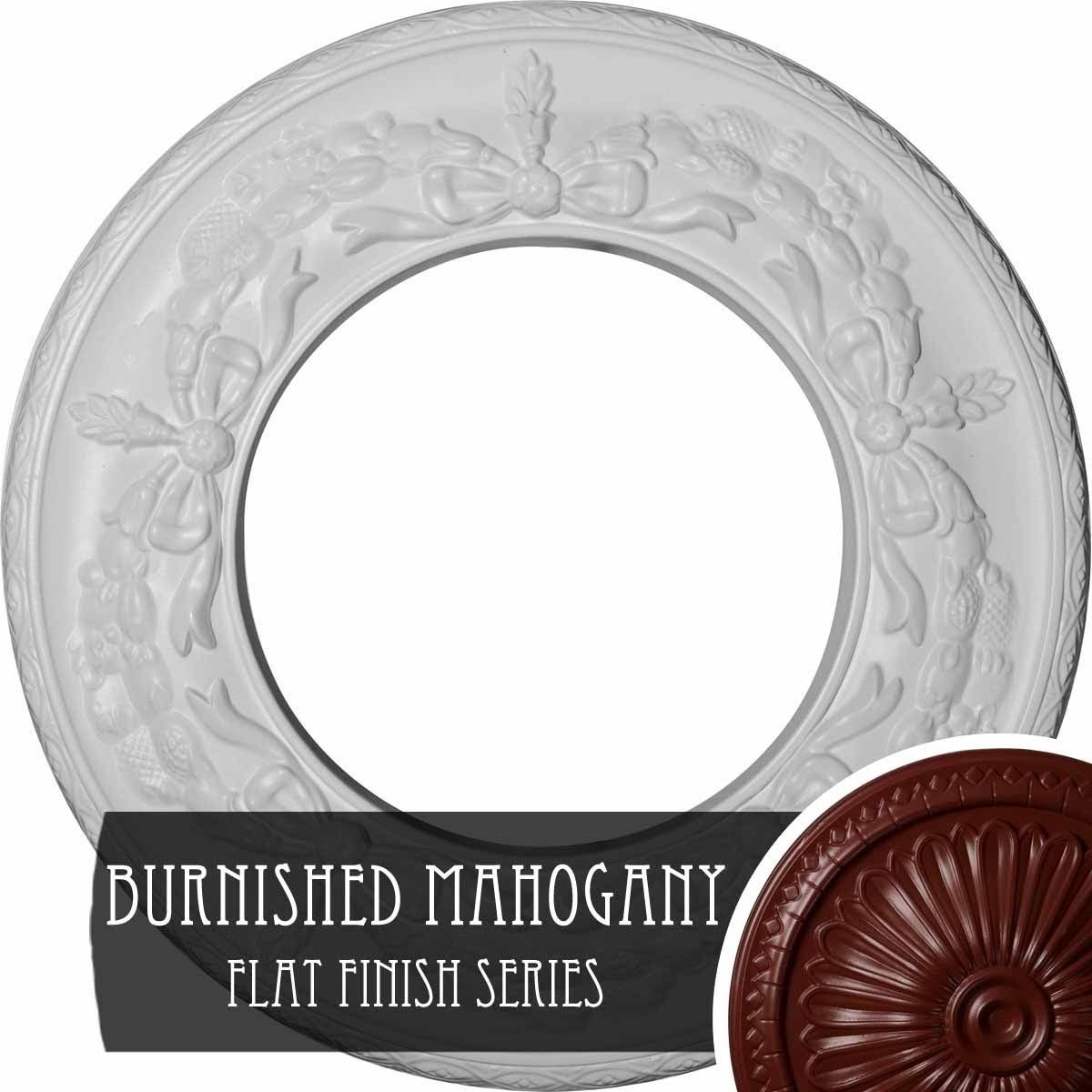 13 1/4x22OD x 7 1/8x22ID x 7/8x22P Hand-Painted Brushed Mahogany Ceiling Medallion X21801