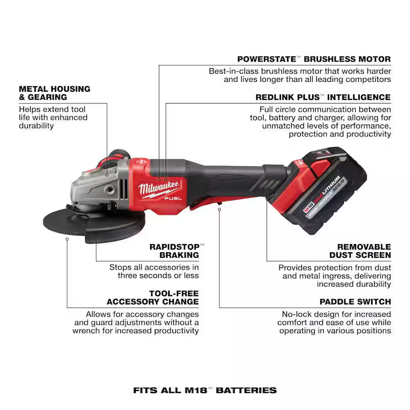 18V Lithium-Ion Brushless Cordless 4-1/2 in./6 in. Grinder Kit with Two 6.0 Ah Battery L6463