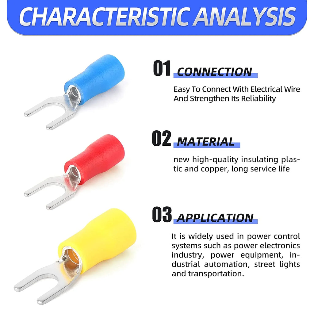 300 Pcs Insulated Fork Spade Wire Connector Terminal T60678