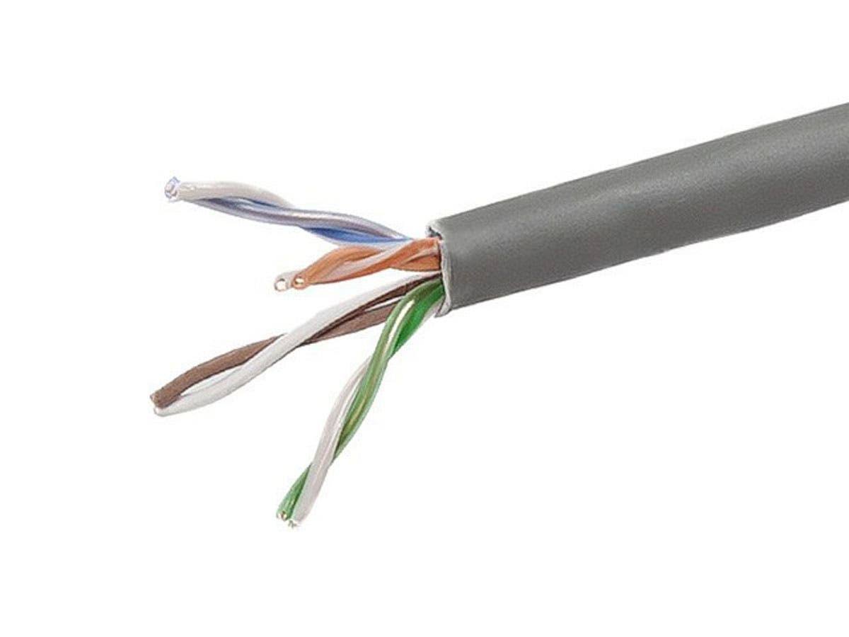 1000ft 24AWG Cat5e 350MHz UTP Solid Plenum Bulk Ethernet Bare Copper Cable Gray G74550