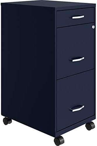 3 Drawer Metal Mobile File Cabinet with Lock, Letter Size, Silver F139