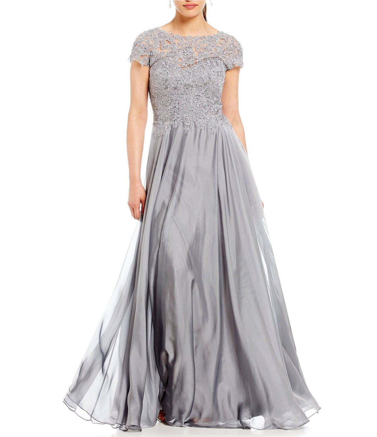 Platinum 6 Lace Chiffon A Line Gown W11480
