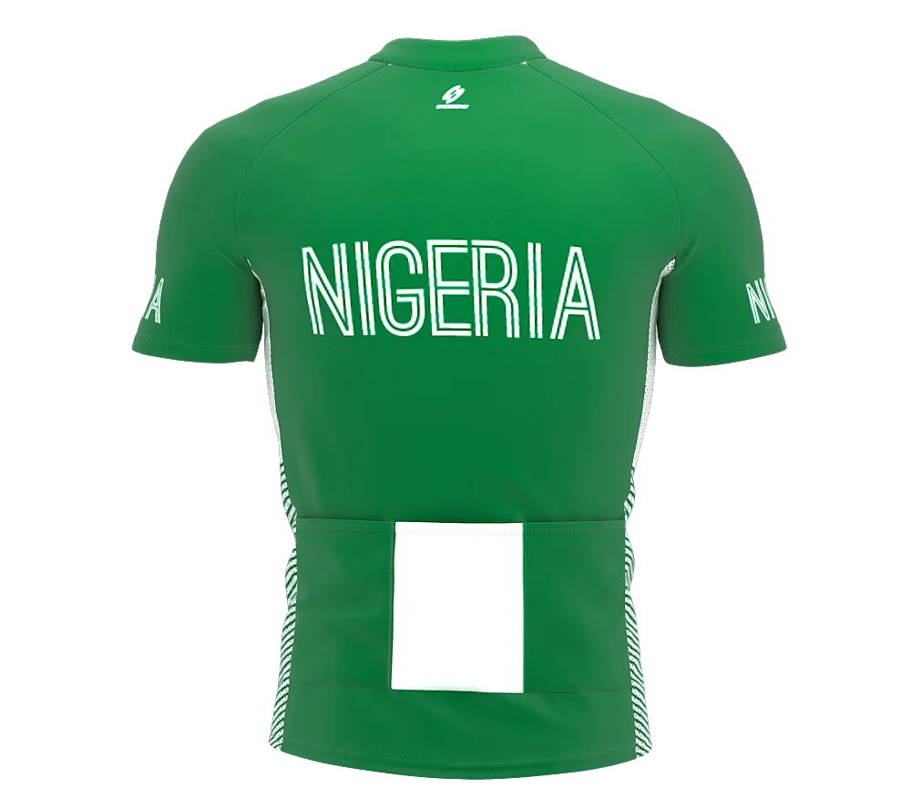 Nigeria Full Zipper Bike Short Sleeve Cycling Jersey for Men - Size XS J287