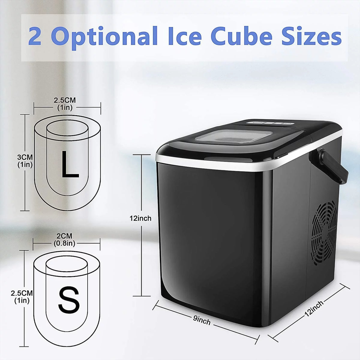 Portable Countertop Ice Maker with 2 Ice Cube Sizes B21688