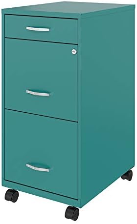 3 Drawer Metal Mobile File Cabinet with Lock, Letter Size, Silver F139