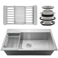 Drop-In Kitchen Sink with Adjustable Tray and Drain Strainer Kit Y608916