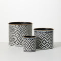 Geometric Motif Metal Planter Set of 3, Multicolored U26234
