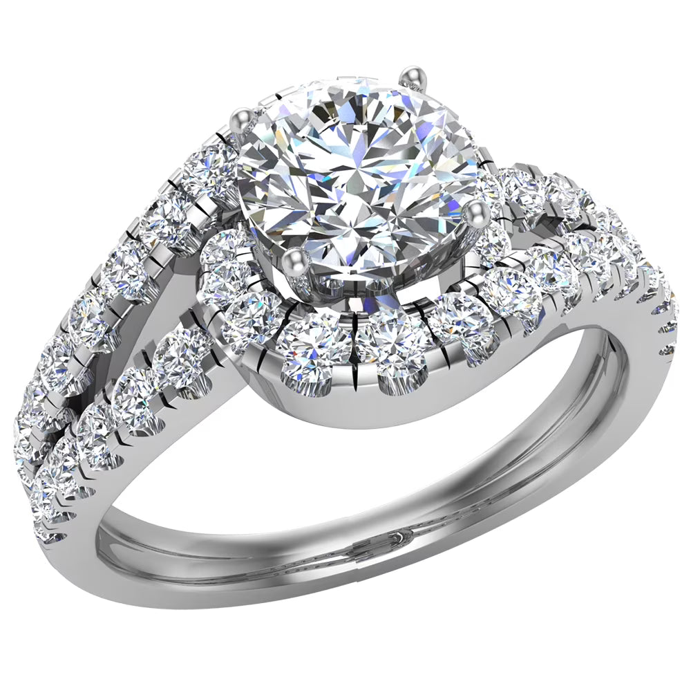 14K White Gold Diamond Engagement Ring 1.25 CT O8809