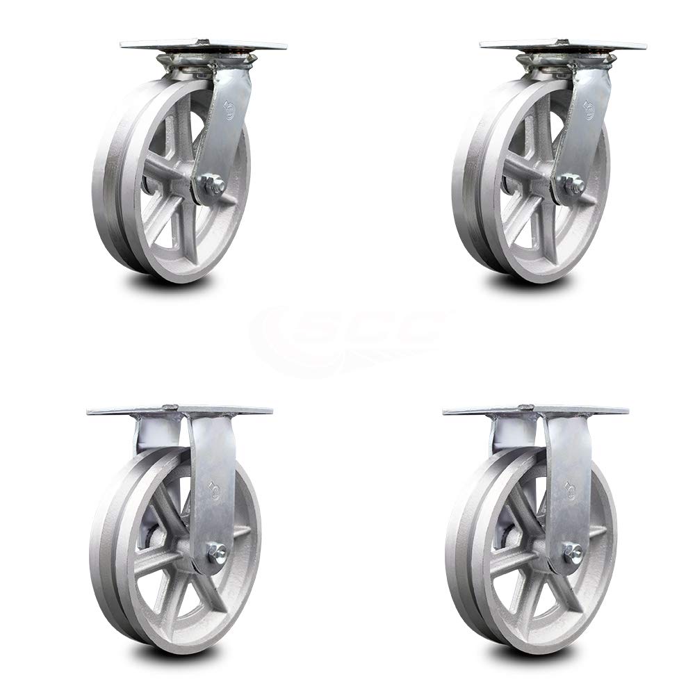 Heavy Duty Swivel Caster with 8 x 2 Silver Wheel, Pack of 2 E29046