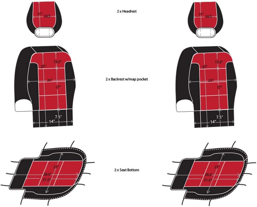 Red Rose & Black Neoprene Front Seat Covers C268170