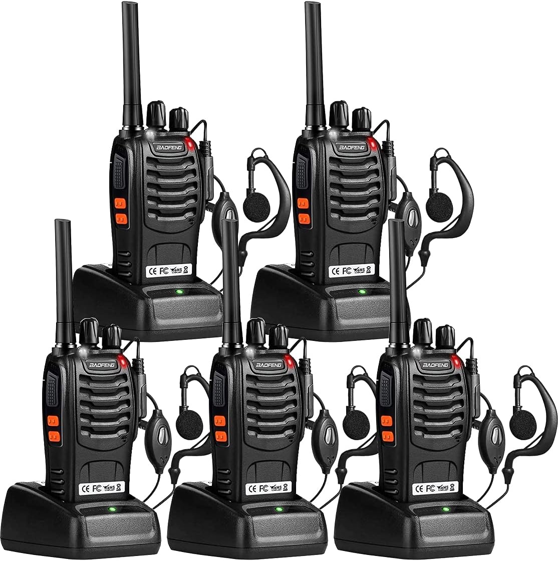 Rechargeable Long Range UHF Two-Way Radios Set 5 Pack V557