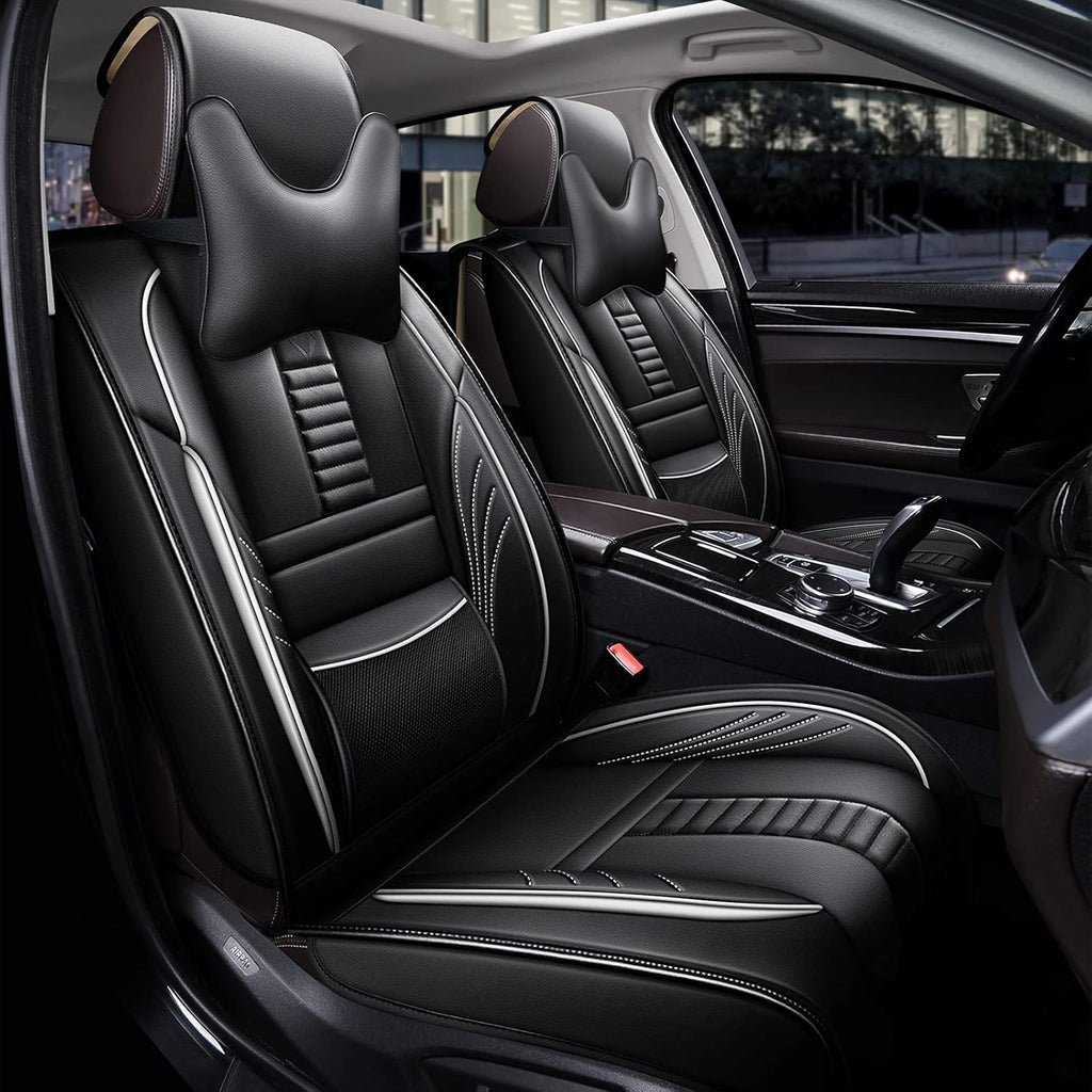 Grey Leather Car Seat Cover 2 Pcs Y780190