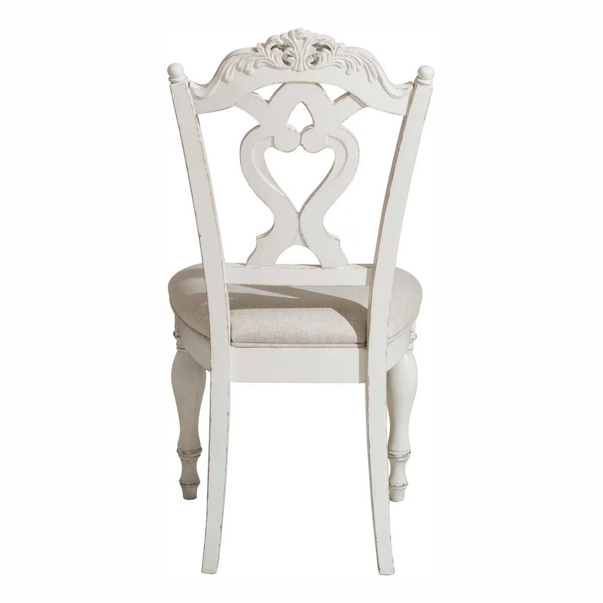 Antique White Writing Desk Chair with Engraved Backrest E453343
