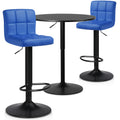 Blue/Black 3 Piece Bar Table and PU Leather Bar Stools F31714