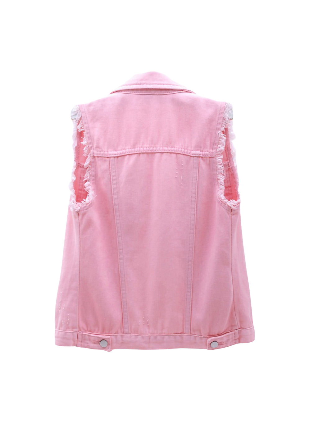 Plus Size Crop Distressed Jean Vest Jackets With Pockets U7104