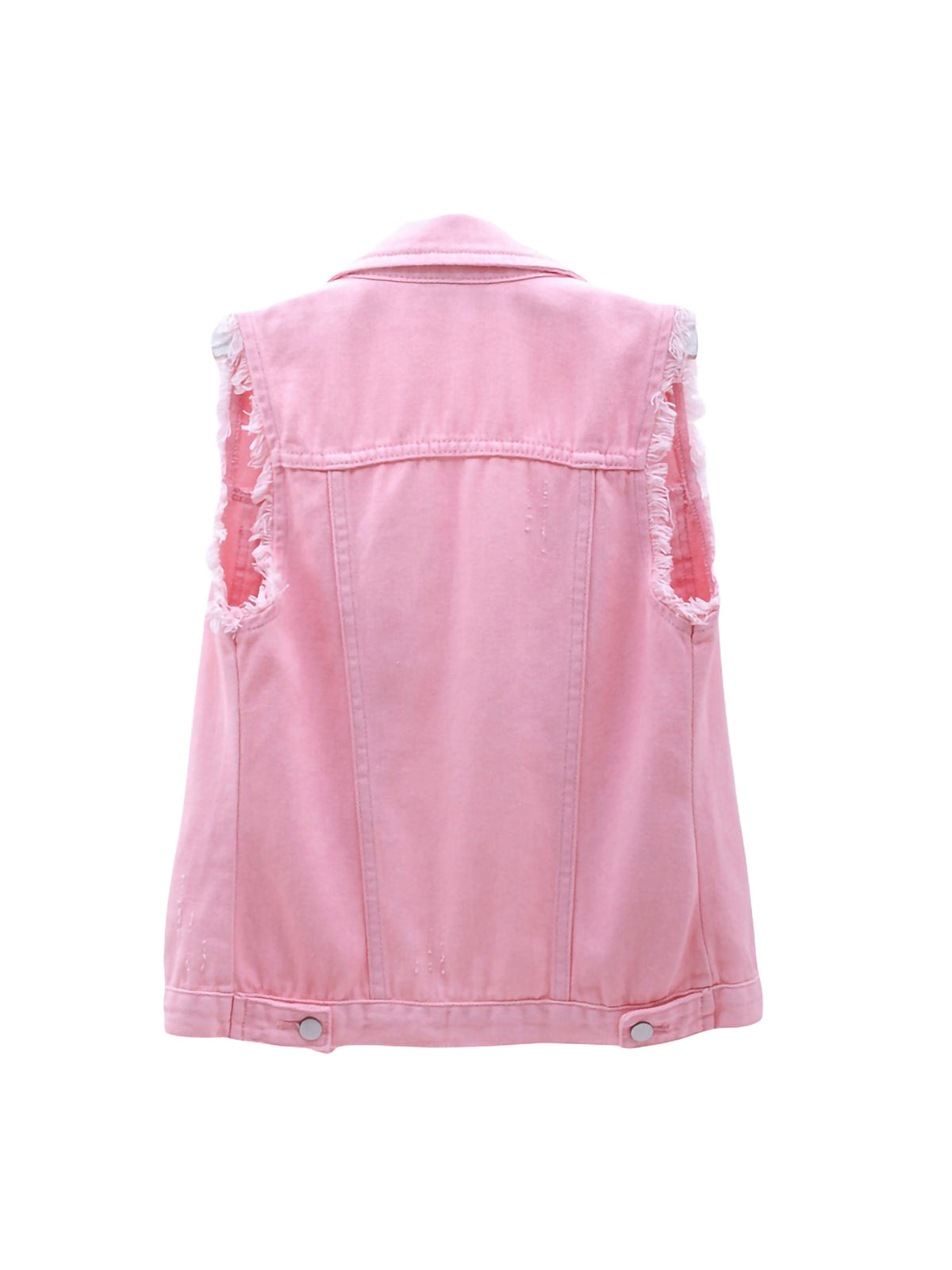 Plus Size Crop Distressed Jean Vest Jackets With Pockets U7104