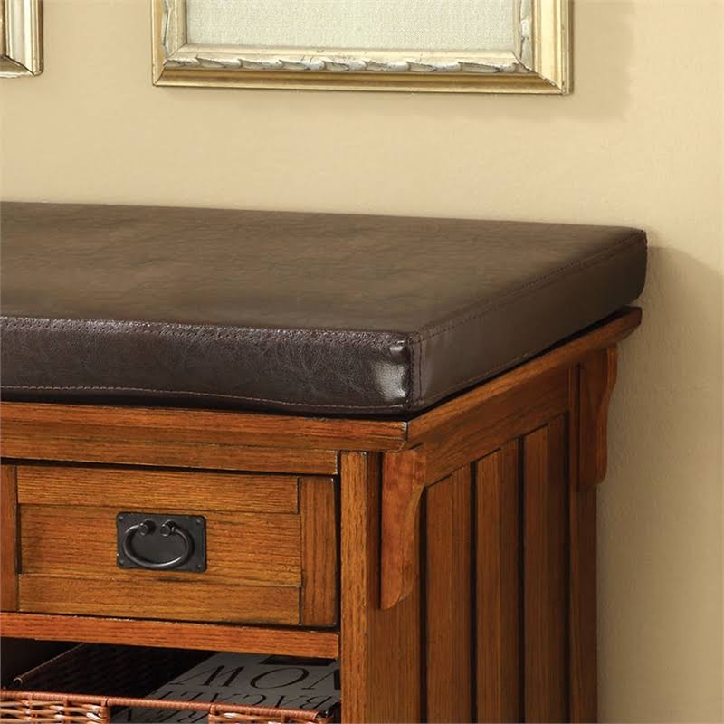 Storage Bench with Baskets in Antique Oak O39890