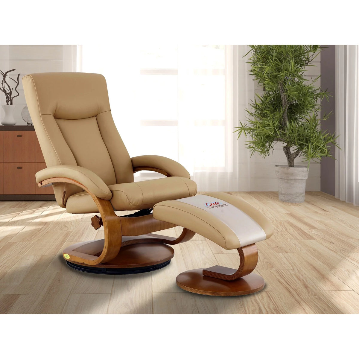 Black Top Grain Leather Recliner and Ottoman A8945