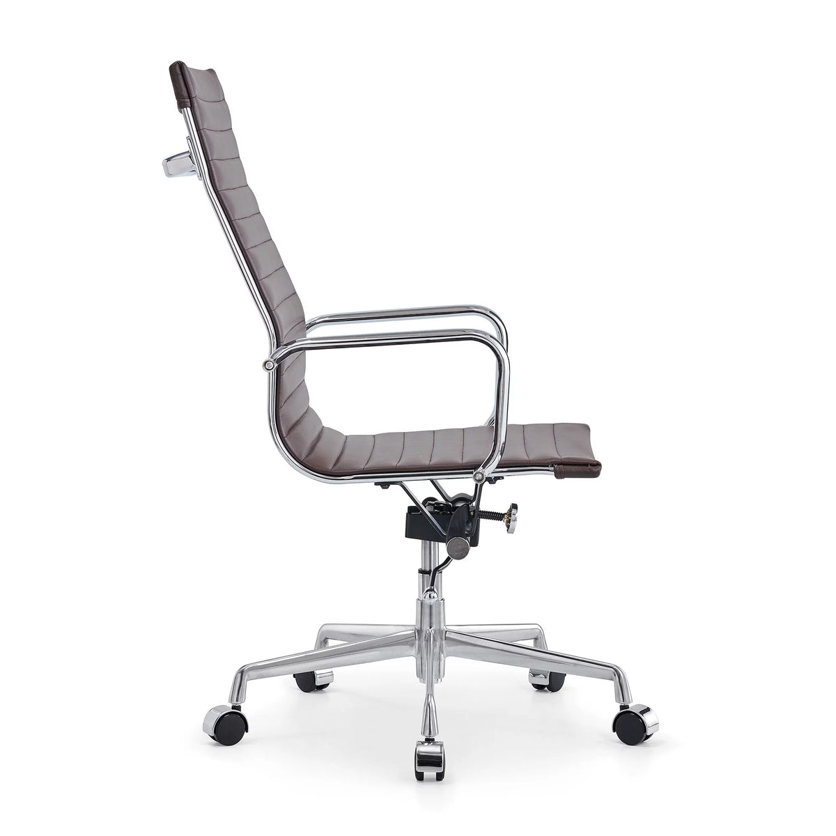 High Back Executive Office Chair with Armrest Adjustable Swivel Vegan Leather Brown D633