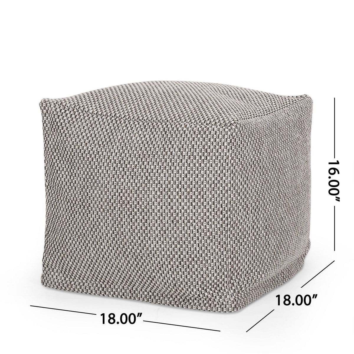Brown Yellow Fabric Cube Pouf O7159
