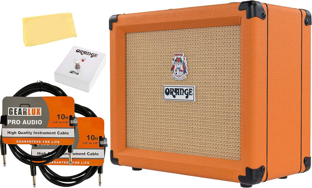 Guitar Combo Amplifier Bundle with Footswitch, Instrument Cables, and Polishing Cloth Y883