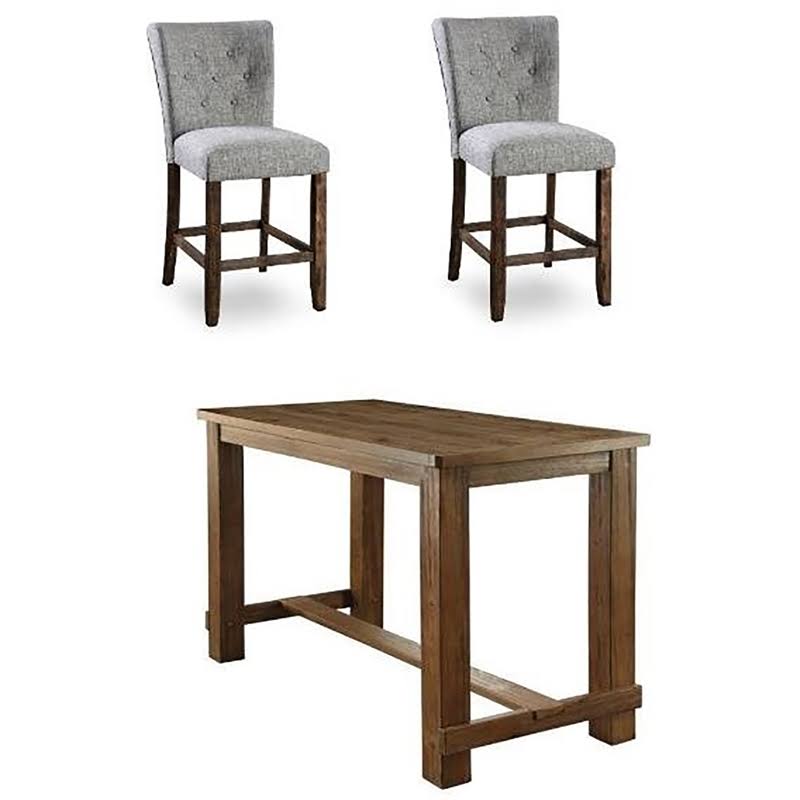 Set of 3 Pub Table and Pub Chairs in Natural Tone D20606